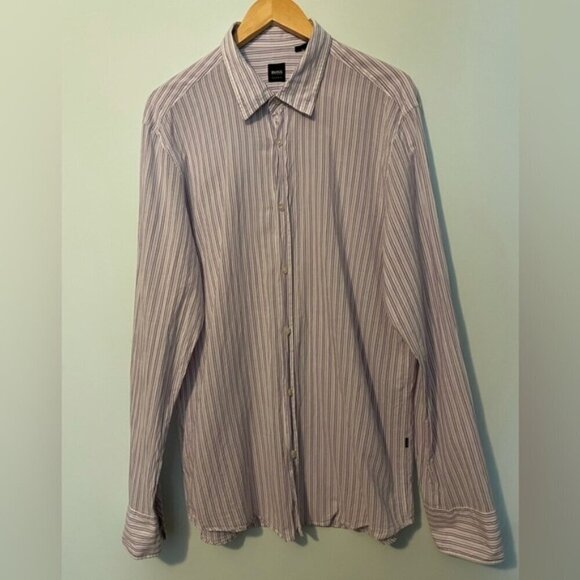 COPY Hugo Boss Men’s Striped White and Purple Button Up Shirt XL - Picture 6 of 11